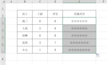 Excel制作星级评分的操作方法