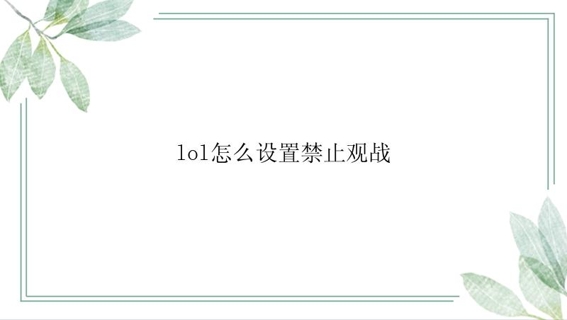 英雄联盟怎么设置禁止观战